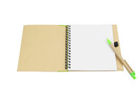 Wooden color Surface Hardback Spiral Bound Notebook With Pen Elastic