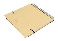 Wooden color Surface Hardback Spiral Bound Notebook With Pen Elastic