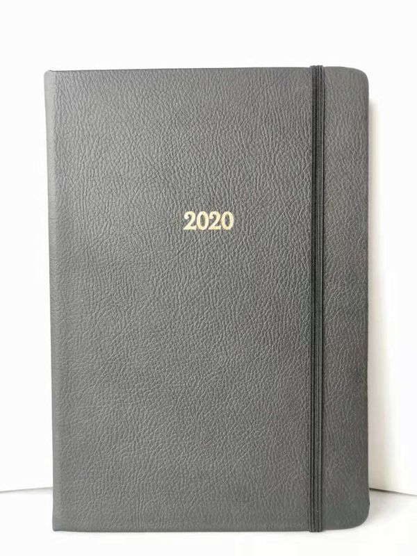 Black PU Leather Cover Embossing Custom Printed Notebooks 14.9*21.1cm Size
