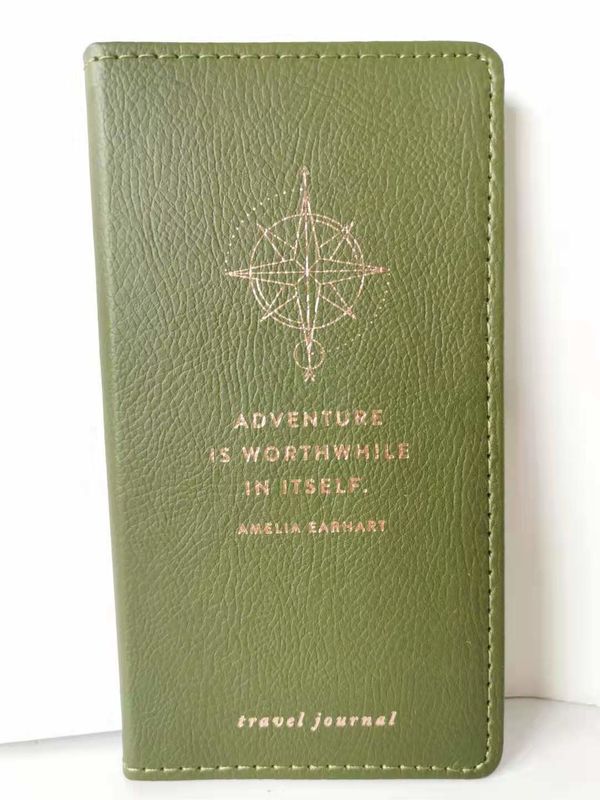 Green PU Cover Custom Printed Notebooks , Flat Custom Blank Journals