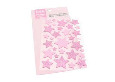 Glitter Decorative  Kids Sticker Printing , Pink EVA Custom Puffy Stickers