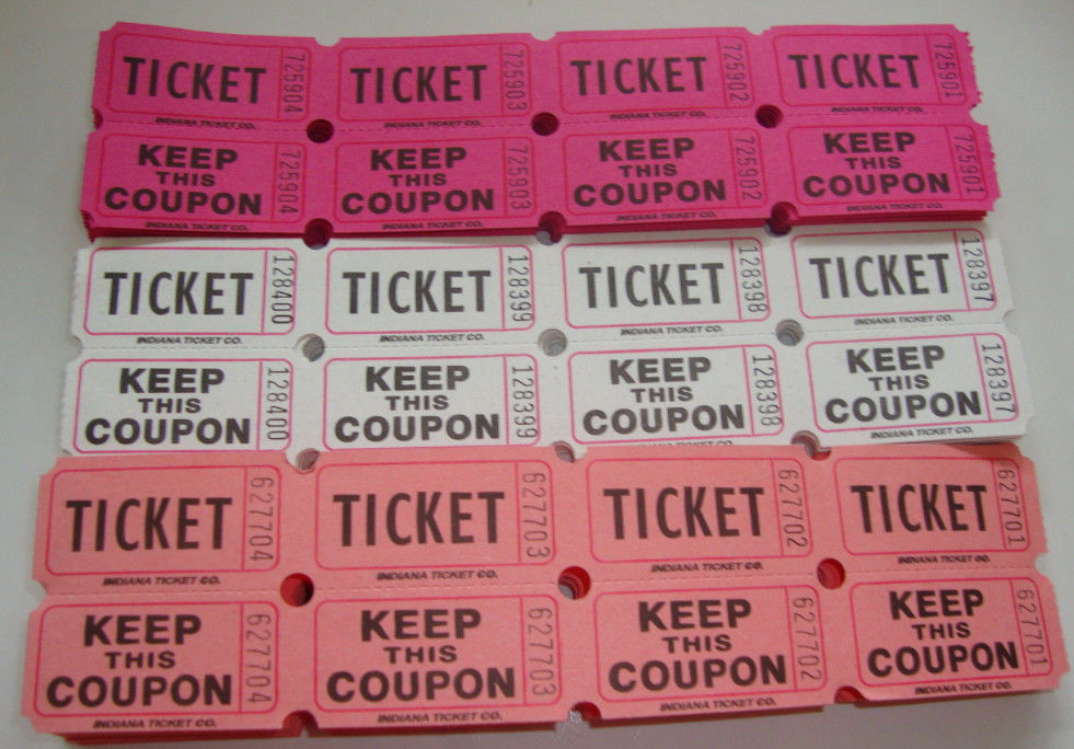 Non Toxic Perforated lottery Ticket Printing Raffle Coupon Paper Supply Disposable